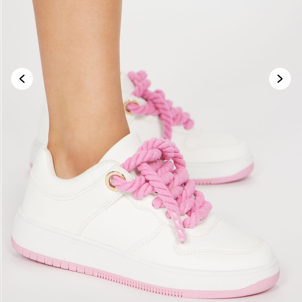 Women's White and Pink Sneakers